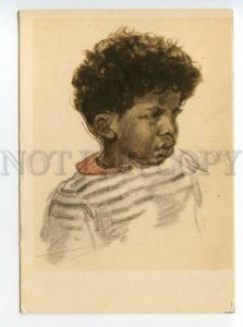 487573 USSR 1958 year Zhukov children little african american boy Izogiz