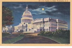 Washington D C United States Capitol By Night 1955 Curteich