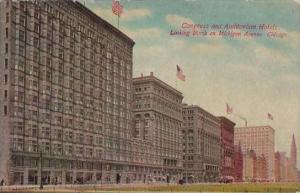 Illinois Chicago Congress And Auditorium Hotel Looking North On Michigan Avenue