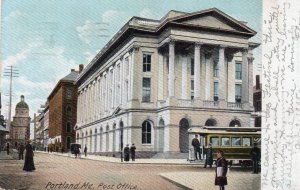 13203 Trolley Car Waiting at the Post Office, Portland, Maine 1905