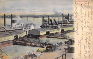 '08, Old Steamboats, Levee Scene, Mississippi River, St Louis, MO,Old Post Card