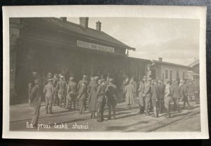 WWI Real Picture Postcard RPPC Czech Legion The First  Czech Station