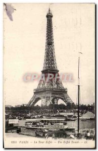Old Postcard Paris Eiffel Tower La Peniche