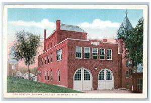 c1910's Fire Station Sunapee Street Newport New Hampshire NH Antique Postcard