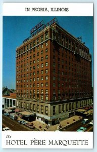 PEORIA, Illinois IL ~ Roadside HOTEL PERE MARQUETTE ca 1950s  Postcard