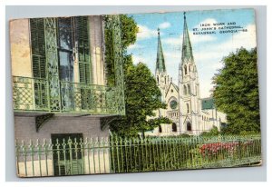 Vintage 1953 Postcard Iron Work St. Johns Cathedral Savannah Georgia