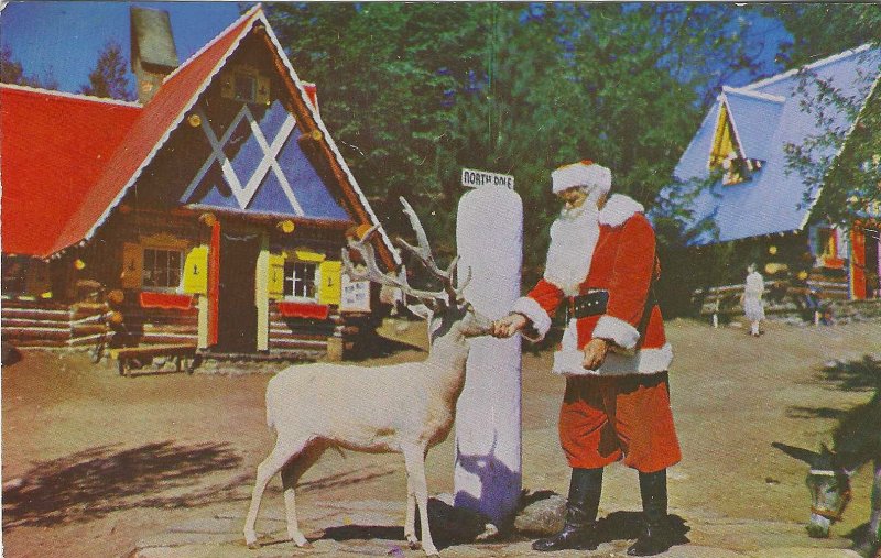 Vintage postcard, Santa at the North Pole, standard Chrome