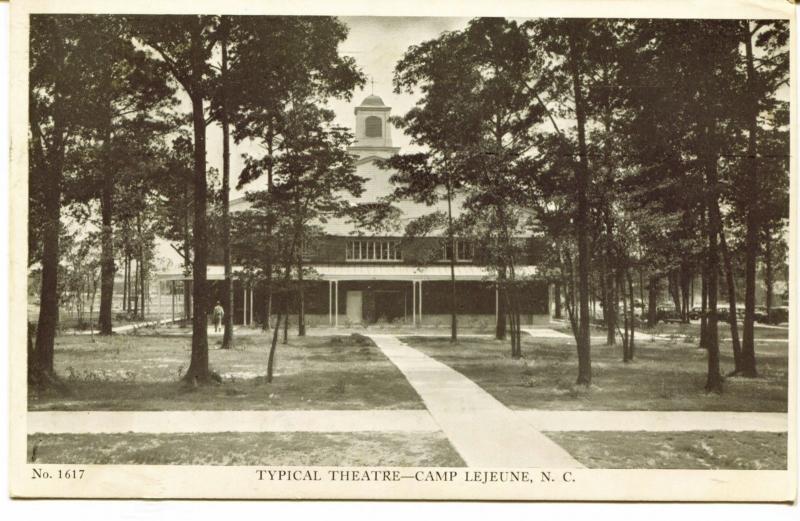 CAMP LEJEUNE NC, Marines, Military, Theatre, 1943 Vintage Postcard NC4461