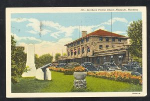 MISSOULA MONTANA NORTHERN PACIFIC RAILROAD DEPOT STATION VINTAGE POSTCARD