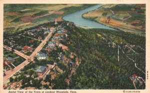 Vintage Postcard 1940's Aerial View Buildings Town of Lookout Mountain Tennessee