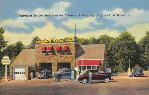 FAIRYLAND SERVICE STATION Rock City TN Roadside Gas Pettway Oil 1940s Postcard