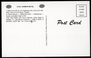 Virginia FRONT ROYAL Cool Harbor Motel 2 miles from I-66 US Highway 340 - Chrome