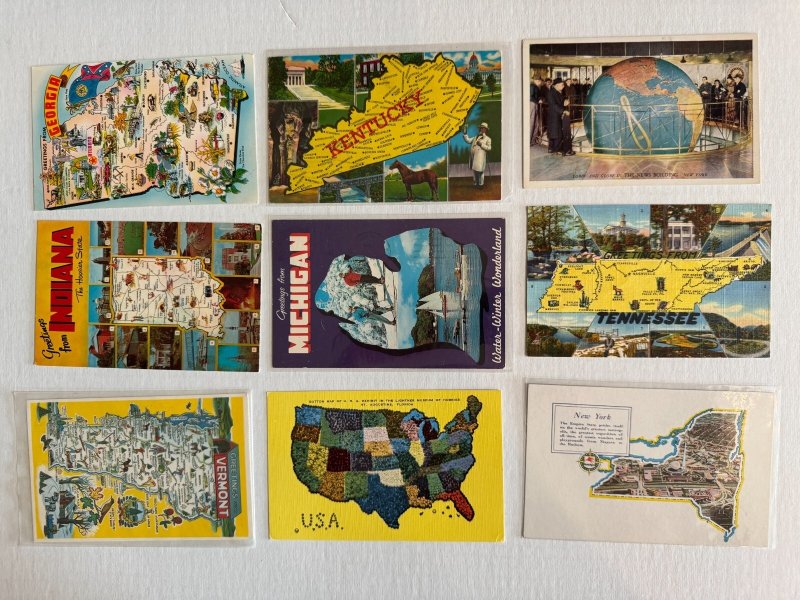 27 MAPS Vintage Postcard Lot FREE SHIPPING