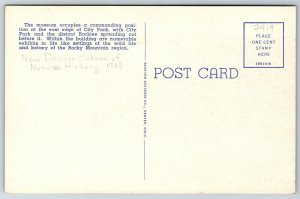 Denver Colorado~Museum Of Natural History Bldg & Pool Scene~Vtg Linen Postcard