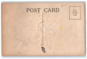 c1910 Purple Flower Greetings from Cedar Rapids Iowa IA Embossed Postcard