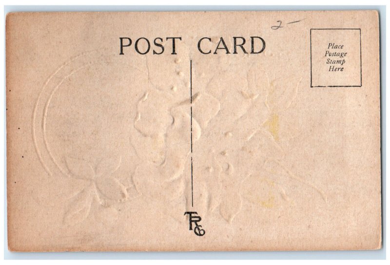 c1910 Purple Flower Greetings from Cedar Rapids Iowa IA Embossed Postcard