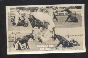 RPPC OKLAHOMA SLIM AND JIGGS RODEO BRONCH BUSTING VINTAGE REAL PHOTO POSTCARD