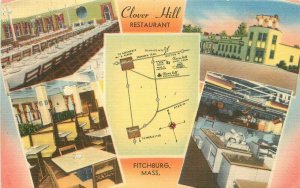 Clover Hill Restaurant multi View Fitchburg Massachusetts Tichnor Postcard 12552