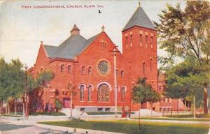 Elgin Illinois First Congregational Church Antique Postcard K40154 