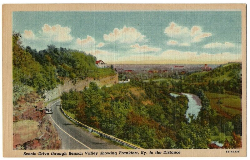 Benson Valley Frankfort Kentucky - Vintage Curt Teich Linen Postcard