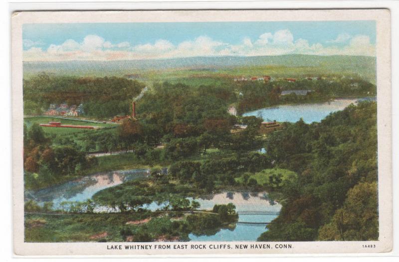 Panorama Lake Whitney New Haven Connecticut 1930s postcard