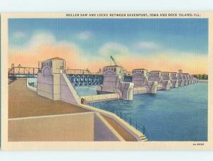 Unused Linen POSTCARD FROM Rock Island Illinois Il & Davenport Iowa IA HM9235