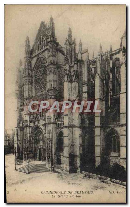 Postcard Old Cathedral of Beauvais The Grand Portal