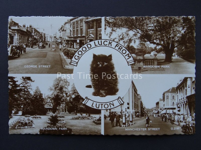 Bedfordshire LUTON 5 Image Multiview c1950's RP Postcard by Valentine