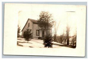 Vintage 1910's RPPC Postcard - Country Home in the Snow - Nice