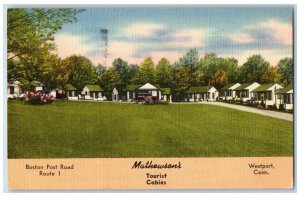 Westport Bridgeport Connecticut CT Postcard Mathewson's Tourist Cabins 1951