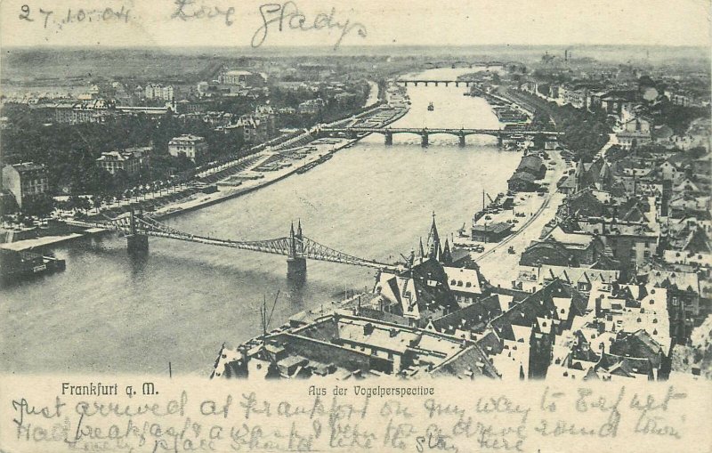 Germany Postcard Frankfurt am Main Aus der Vogelperspective bridges panorama