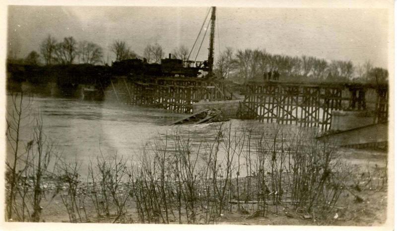 OH - Dayton. March 1913 Flood Aftermath, Railroad Bridge. RP (PHOTO, not a PC)