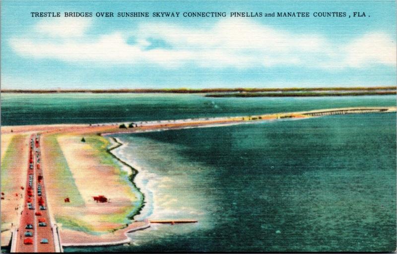 Trestle Bridges over Sunshine Skyway Connecting Pinellas and Manatee Counties FL