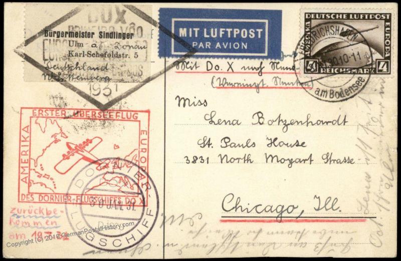 Germany 1930 1931 Dornier DO-X Cover 1st Flight Brazil and Chicago Friedri 74105