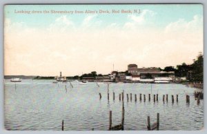 1910's RED BANK NEW JERSEY NJ SHREWSBURY RIVER FROM ALLEN'S DOCK POSTCARD