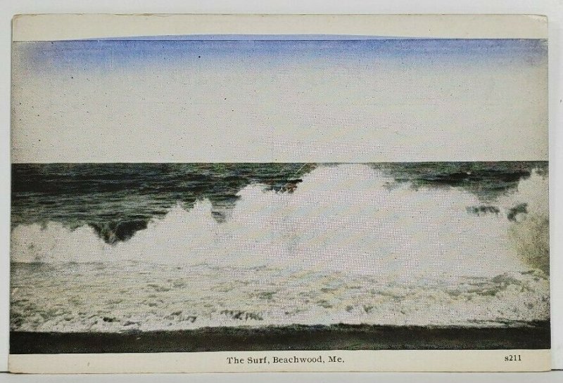 Maine The Surf, Beachwood Beach Waves Scene Postcard N1