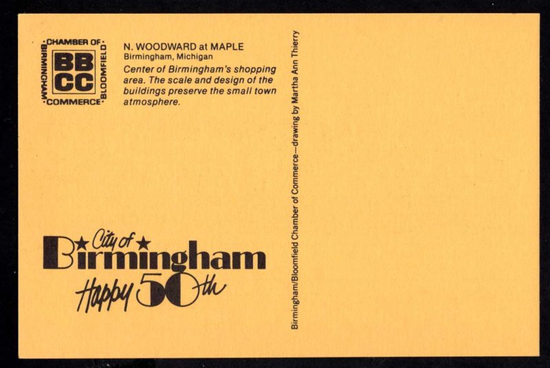 MI BIRMINGHAM Happy 50th City N Woodward at Maple drawing Martha Ann Thierry