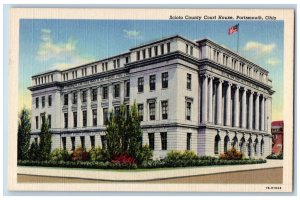 Portsmouth Ohio OH Postcard Scioto County Court House Building c1930's Vintage