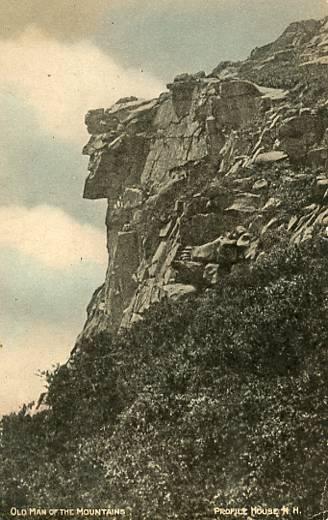 NH - Franconia Notch. Old Man of the Mountains  (Hand colored)