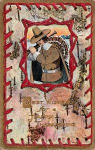 Thanksgiving Hunter With Turkey 1910