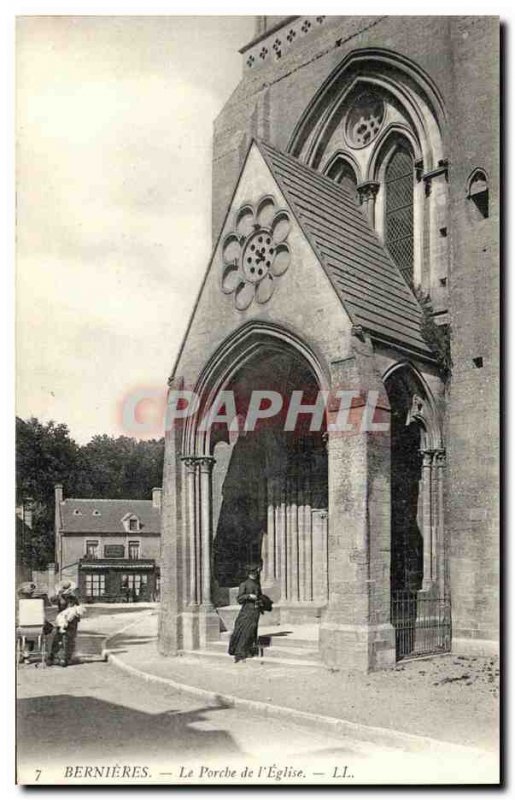 Old Postcard Bernieres The Porch of the Church