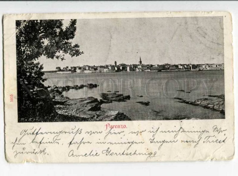 299942 CROATIA PARENZO Porec Vintage 1898 year RPPC to Riga