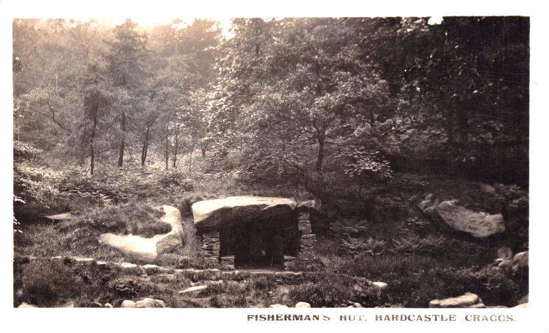 HEBDEN BRIDGE YORKSHIRE UK~HARDCASTLE CRAGS~ FISHERMAN'S HUT~PHOTO POSTCARD 1911