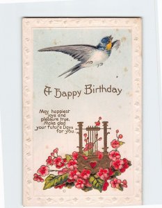 Postcard Birthday Greeting Card with Quote and Embossed Art Print