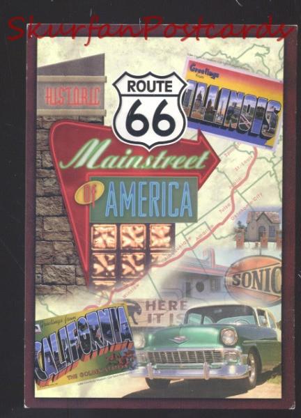 Route 66 Main Street Of American 1955 Chevy Postcards On Postcard Hippostcard