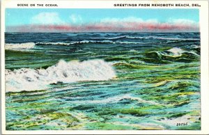 Greetings from Rehoboth Beach, Delaware, Ocean Waves, Surf, Postcard