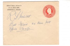 United States Postal Stationery, 2 Cent Cover, Boston, Massachusetts
