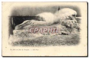 Old Postcard La Jetee a Day Storm