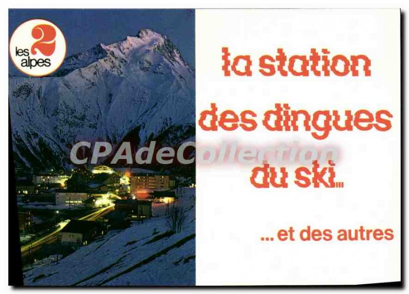 Postcard Modern 2 Alpes Vue Generale Night