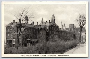 Maine General Hospital Western Promenade Portland Maine ME Building Postcard